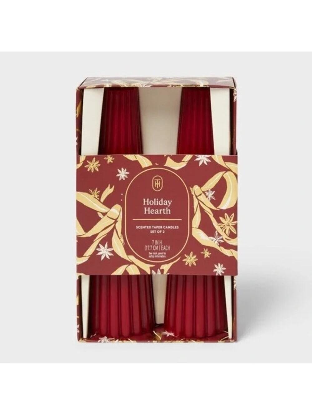 Threshold NWT NIB Holiday Hearth Scented Taper Candles Set of 2
